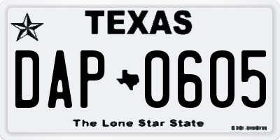 TX license plate DAP0605