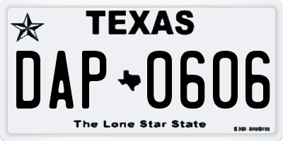 TX license plate DAP0606