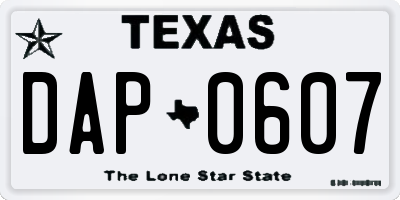 TX license plate DAP0607