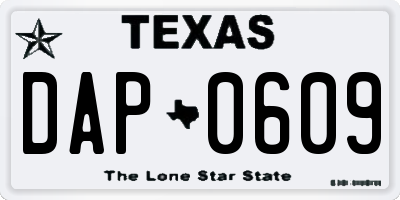 TX license plate DAP0609
