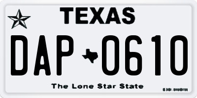 TX license plate DAP0610