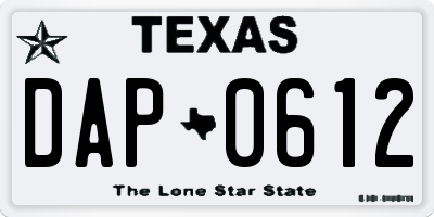 TX license plate DAP0612