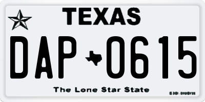TX license plate DAP0615
