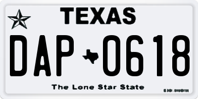TX license plate DAP0618