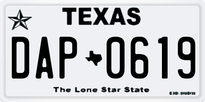 TX license plate DAP0619
