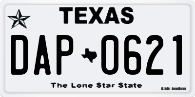 TX license plate DAP0621