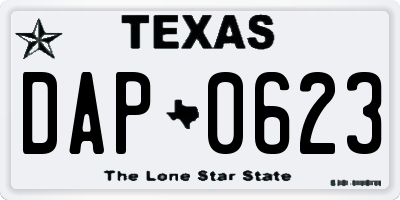 TX license plate DAP0623
