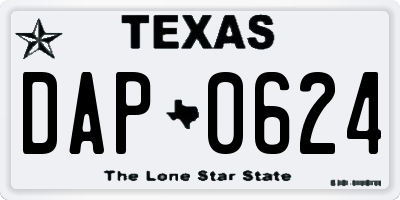 TX license plate DAP0624