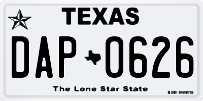 TX license plate DAP0626