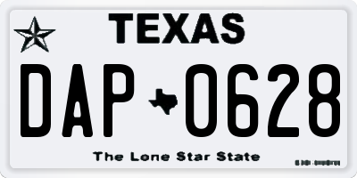 TX license plate DAP0628