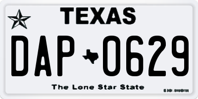 TX license plate DAP0629