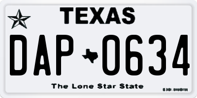 TX license plate DAP0634