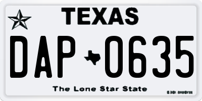 TX license plate DAP0635