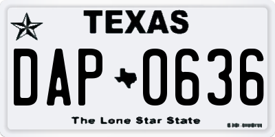 TX license plate DAP0636