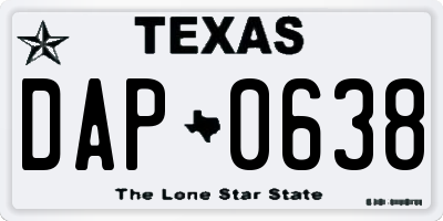TX license plate DAP0638