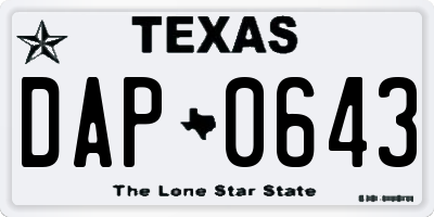 TX license plate DAP0643