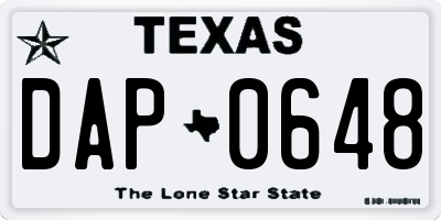 TX license plate DAP0648