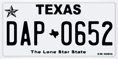 TX license plate DAP0652