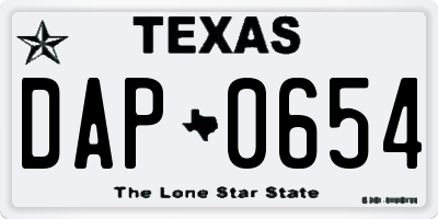 TX license plate DAP0654