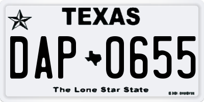 TX license plate DAP0655