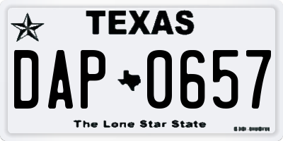 TX license plate DAP0657