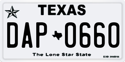 TX license plate DAP0660