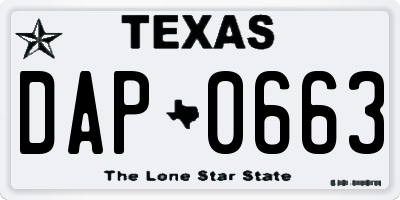 TX license plate DAP0663