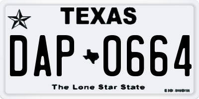 TX license plate DAP0664
