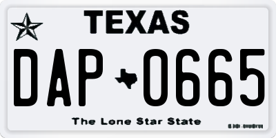 TX license plate DAP0665
