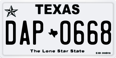 TX license plate DAP0668
