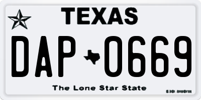 TX license plate DAP0669