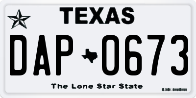TX license plate DAP0673