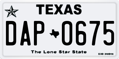 TX license plate DAP0675