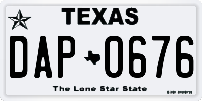 TX license plate DAP0676