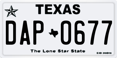 TX license plate DAP0677