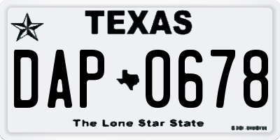 TX license plate DAP0678