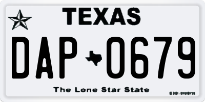 TX license plate DAP0679