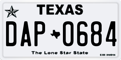 TX license plate DAP0684