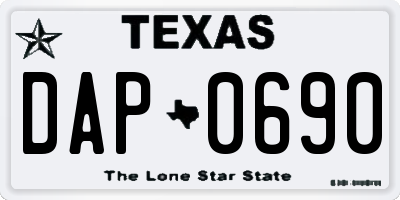 TX license plate DAP0690
