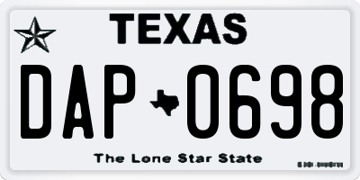 TX license plate DAP0698