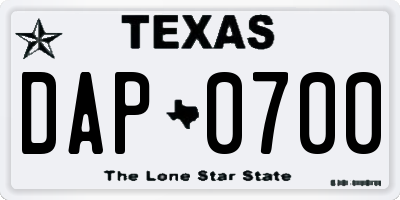 TX license plate DAP0700