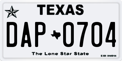 TX license plate DAP0704