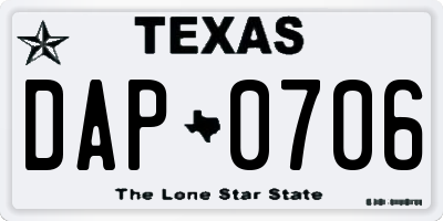 TX license plate DAP0706