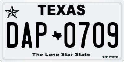 TX license plate DAP0709