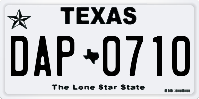 TX license plate DAP0710