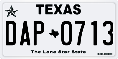 TX license plate DAP0713