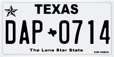 TX license plate DAP0714