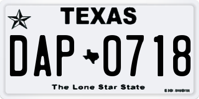 TX license plate DAP0718