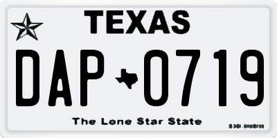 TX license plate DAP0719