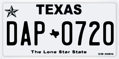 TX license plate DAP0720